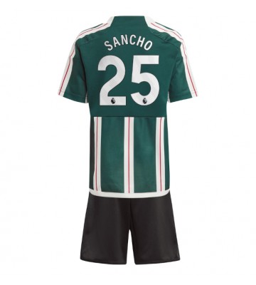 Lacne Dětský Futbalové dres Manchester United Jadon Sancho #25 2023-24 Krátky Rukáv - Preč (+ trenírky)